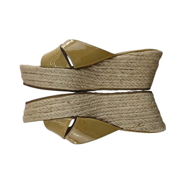 Jimmy Choo Sandals Womens 8.5 38.5 Platform Espadrille Beige Patent Leather - Picture 9 of 15